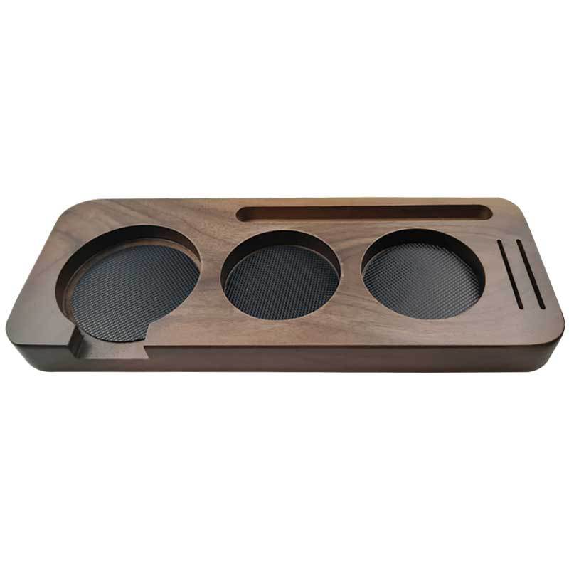 Tamper - Adjustable base with anti-slip bracket - Suitable for espresso machines - Walnut - 51 mm - Image 1