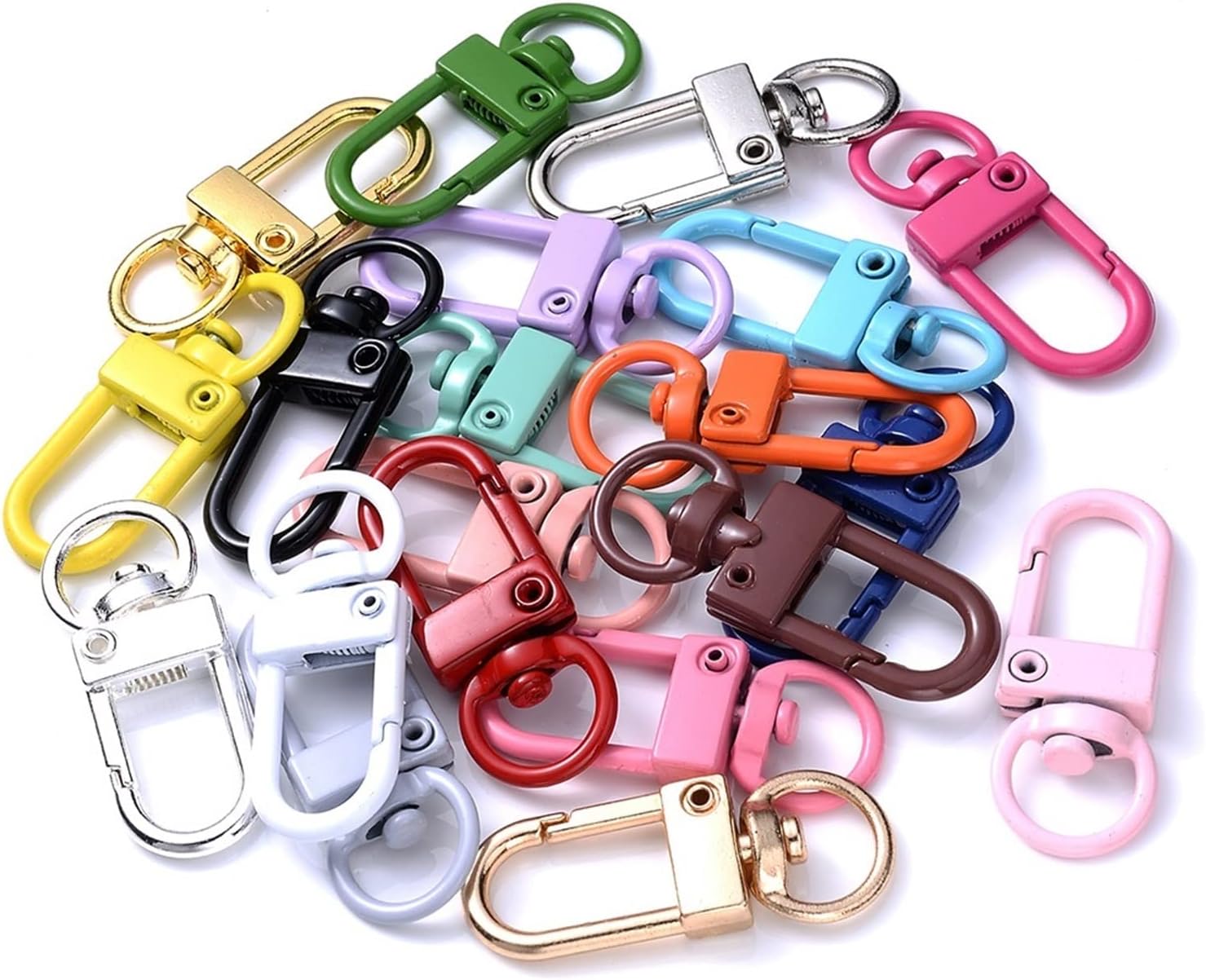 Colorful Key Ring with Lock - Metal Carabiner - Keyring - Car DIY Jewelry Accessories - Pack of 30 (Color: Random) - Image 1