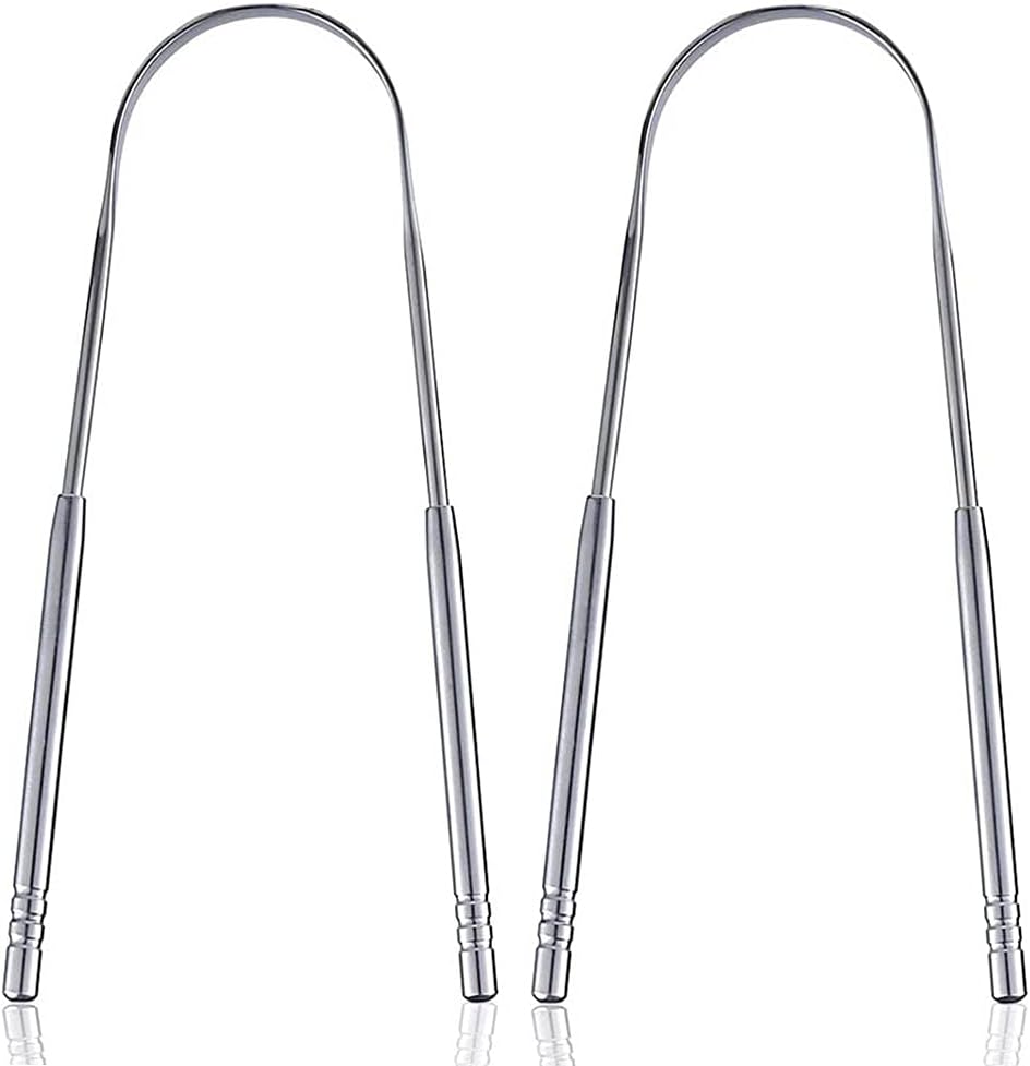 Tongue scraper - Stainless steel tongue cleaner - Freshens breath - Restores taste - Pack of 2 - Image 1