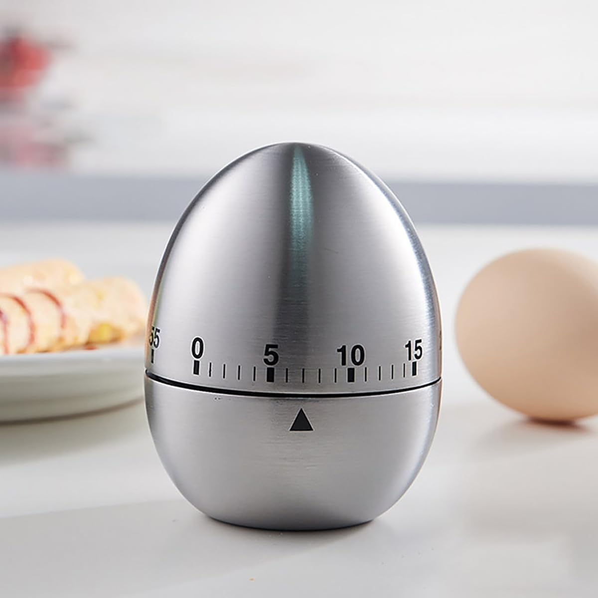 Egg Timer - Kitchen Timer - Analogue Kitchen Timer - Mechanical Kitchen Timer - Timer - Egg - Stainless Steel - Image 3
