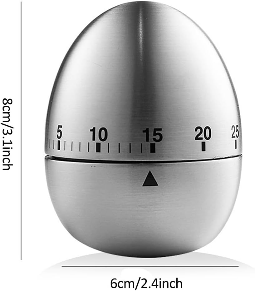 Egg Timer - Kitchen Timer - Analogue Kitchen Timer - Mechanical Kitchen Timer - Timer - Egg - Stainless Steel - Image 5