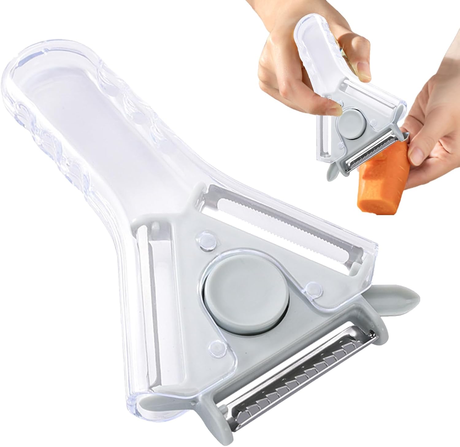 Grater - Cheese Grater - Portable Switchable Peeler - Small Switchable Stainless Steel Food Grater - with Spoon Hole - Blue - Image 1