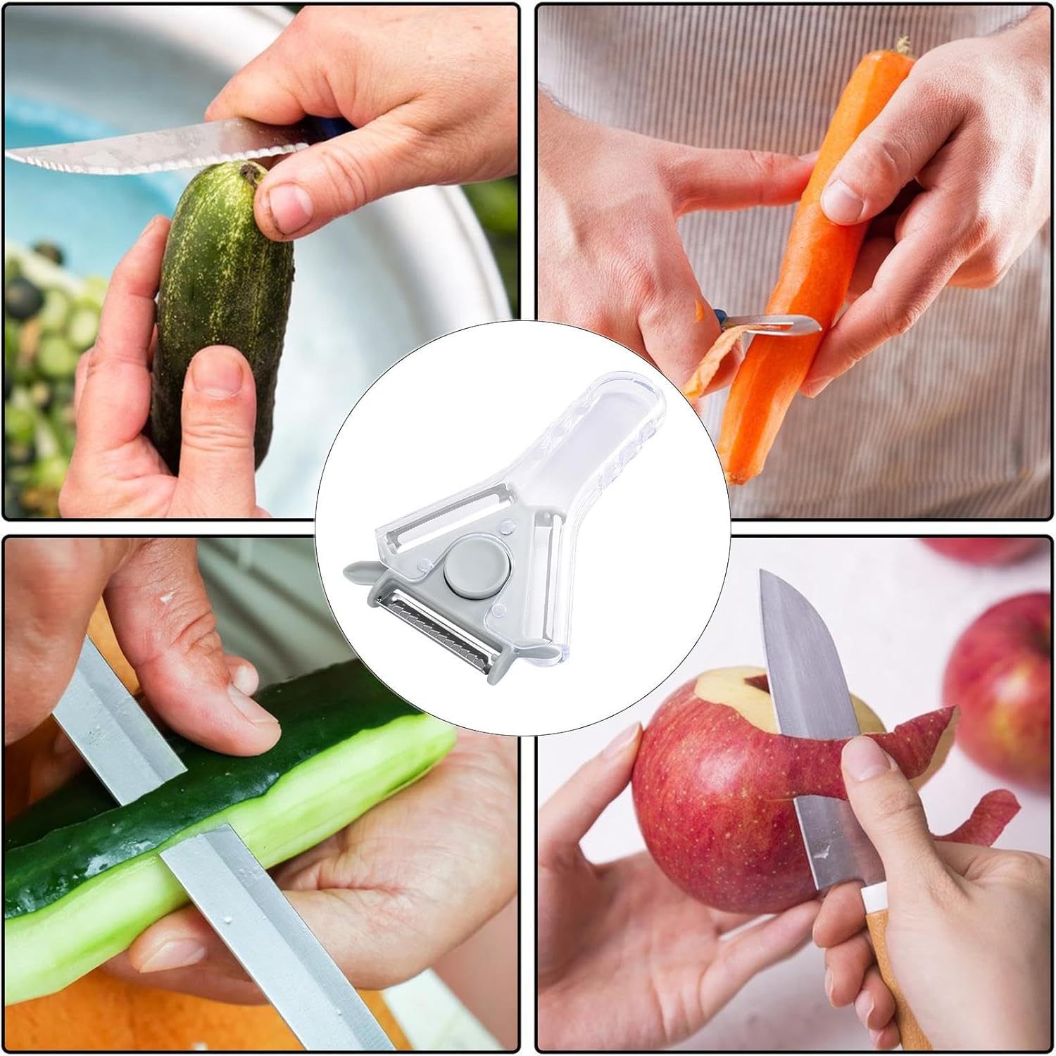 Grater - Cheese Grater - Portable Switchable Peeler - Small Switchable Stainless Steel Food Grater - with Spoon Hole - Blue - Image 4