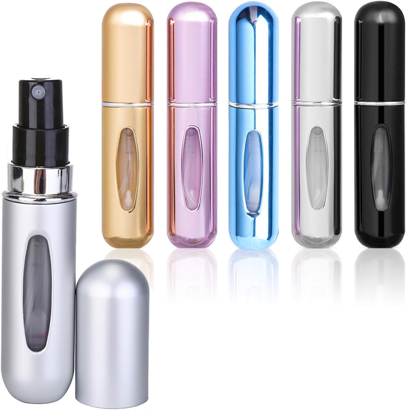 Perfume Spray Bottle 5ml - Mini Travel Atomizer Bottle - Empty Atomizer Bottle with Filling Opening - With Viewing Window - Wallet-Friendly Essential Oil Toner Aftershave - Pack of 5 - Image 1