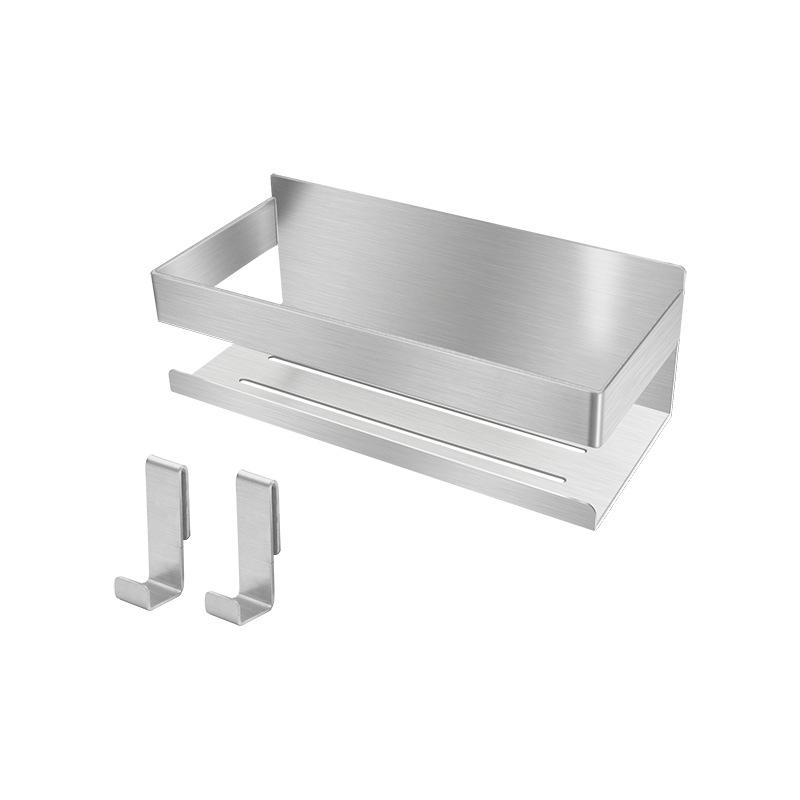 Shower Shelf - No Drilling Required - Strong 3M Self-Adhesive Wall Shelf No Drilling Required - Stainless Steel - Neat Storage Basket for Shampoo and Gel - Shower Organizer - 1 Pack Silver - Image 1