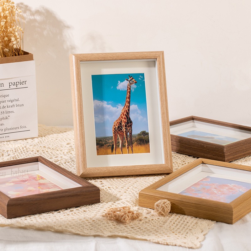 Photo frame - Wooden display stand 6 inch - Wall mounted - Solid wood photo frame - Scandinavian style - Creative wall photo frame - White wood color - 1 piece - Image 1