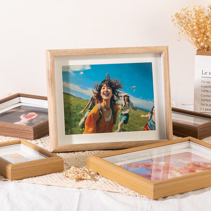 Photo frame - Wooden display stand 6 inch - Wall mounted - Solid wood photo frame - Scandinavian style - Creative wall photo frame - White wood color - 1 piece - Image 3