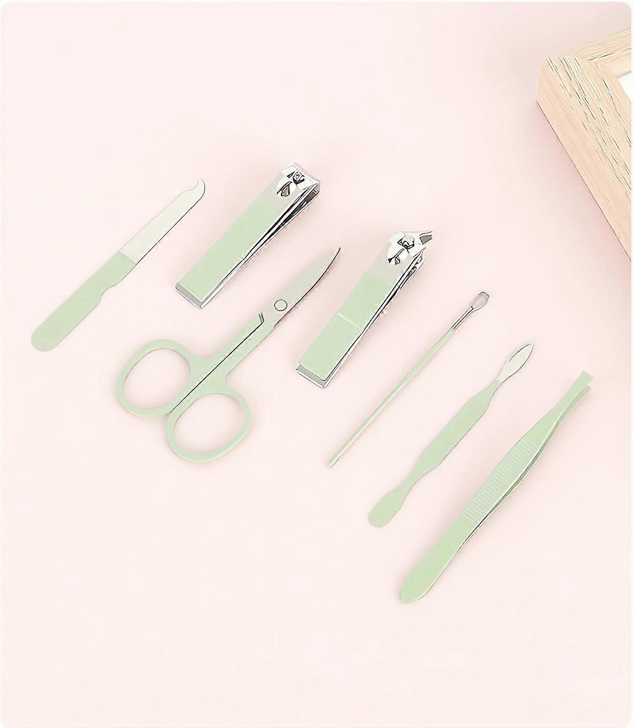 Manicure Set - Nail Clipper Set - Pedicure Care Tools - Travel Beauty Tools Made of Stainless Steel - 7 Pieces - Green - Image 2