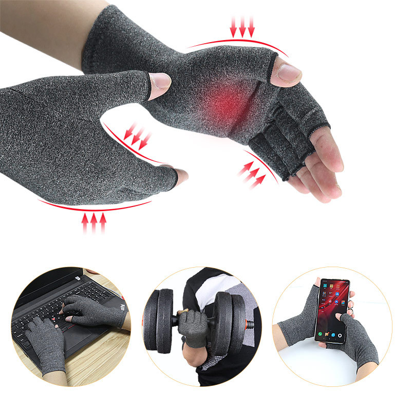 Rheumatism Gloves - Compression Gloves - Unisex - Osteoarthritis - Rheumatism - Arthritis - Repetitive Strain Injury- Carpal Tunnel Syndrome- XL - Gray - Image 2