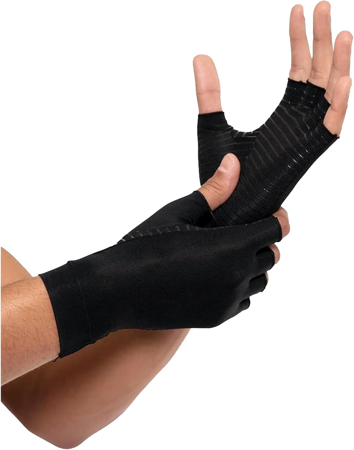 Rheumatism Gloves - Compression Gloves - Unisex - Osteoarthritis - Rheumatism - Arthritis - RSI - Carpal Tunnel Syndrome - XL - Copper Half Finger - Image 1