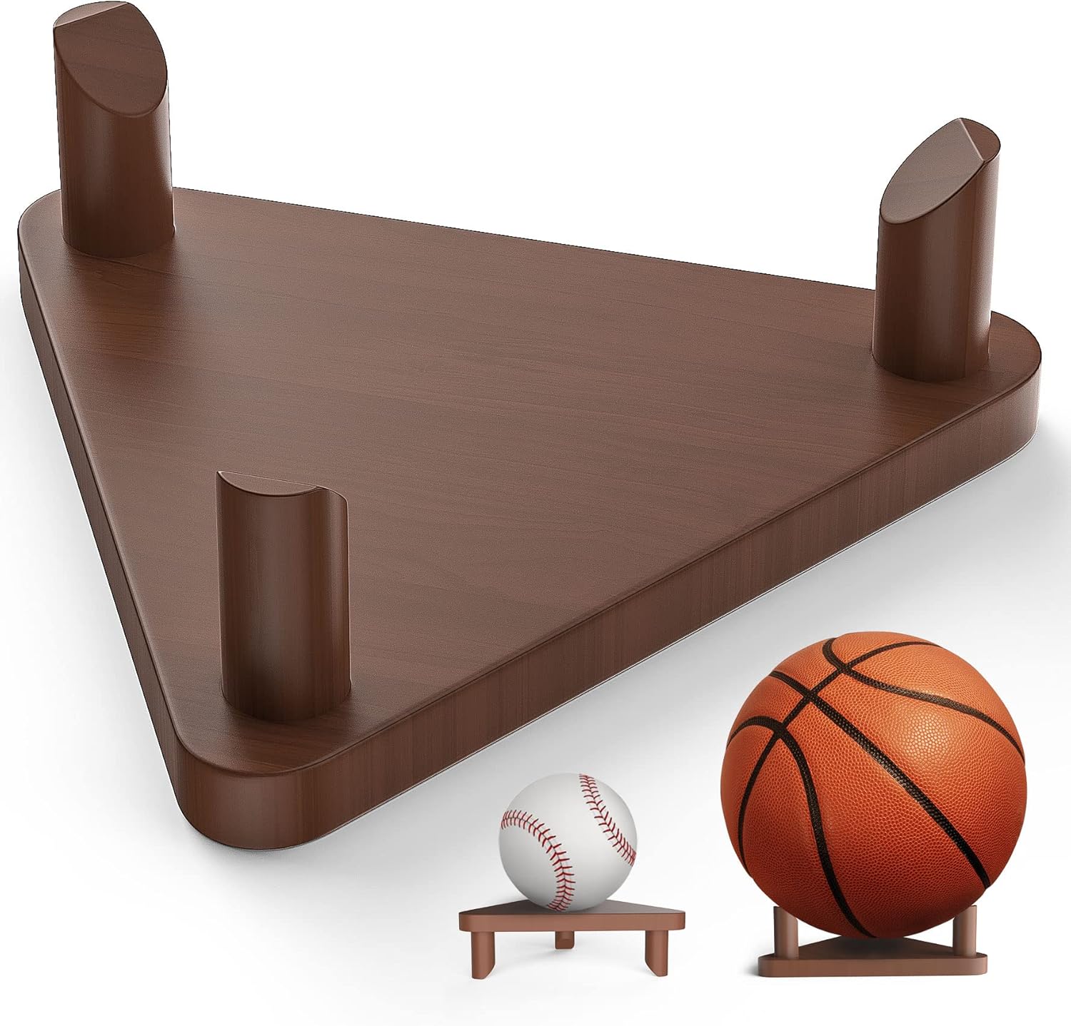 Ball Stand - Wooden Ball Display Stand - For Football, Basketball, Rugby, Volleyball, Sports Ball Storage Rack - Solid Wood Trophy Signature Souvenir Display Box - Image 1