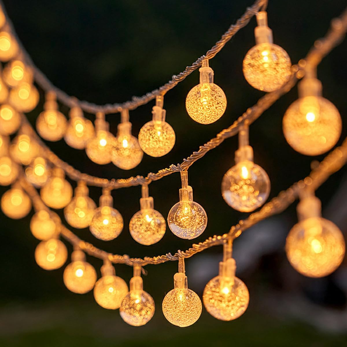 LED string lights with balls - battery operated - suitable for family gatherings, patios, gardens and weddings (6 m, 40 LEDs, warm color) - Image 1