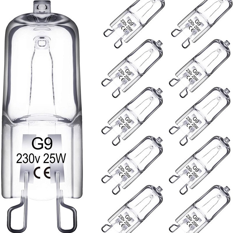 Halogen lamp - G9 Clear halogen lamp - Warm yellow light - 230V 25W - Suitable for pendant lamps - 10 pieces - Image 1