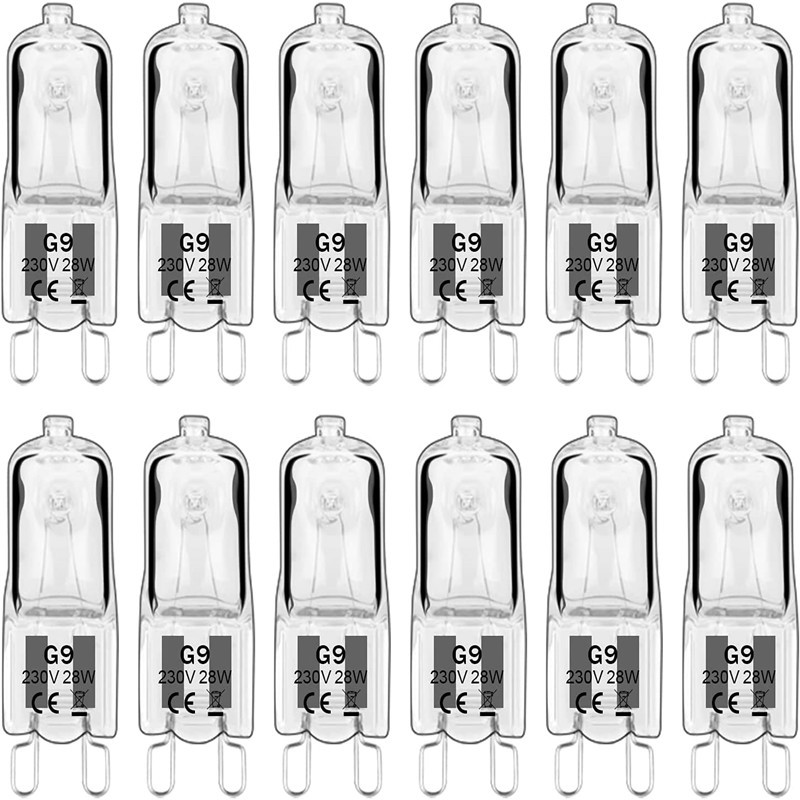 Halogen lamp - G9 Clear halogen lamp - Warm yellow light - 230V 28W - Suitable for pendant lamps - 10 pieces - Image 1