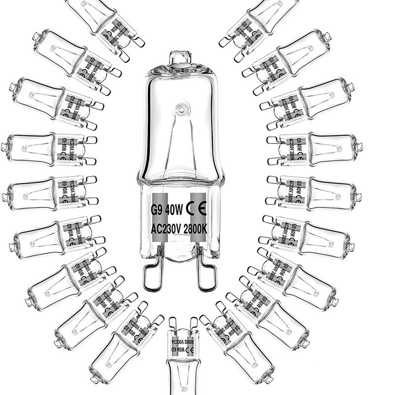 Halogen lamp - G9 Clear halogen lamp - Warm yellow light - 230V 40W - Suitable for pendant lamps - 10 pieces - Image 1