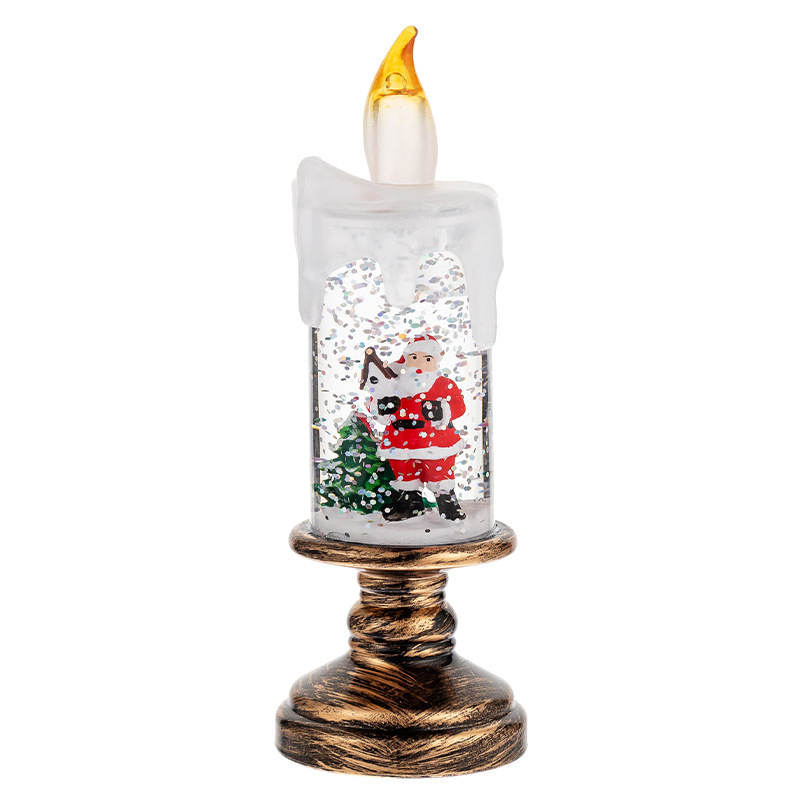 LED Candles - LED Christmas Flameless Candle Lamp - Suitable for Home Decoration - Christmas Snowball Candle - Rotating Candle Desk Night Light - Christmas Window Candle Holder - Battery Operated - Santa Claus - Image 1