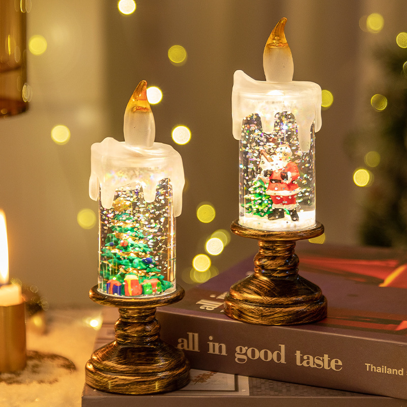 LED Candles - LED Christmas Flameless Candle Lamp - Suitable for Home Decoration - Christmas Snowball Candle - Rotating Candle Desk Night Light - Christmas Window Candle Holder - Battery Operated - Santa Claus - Image 3