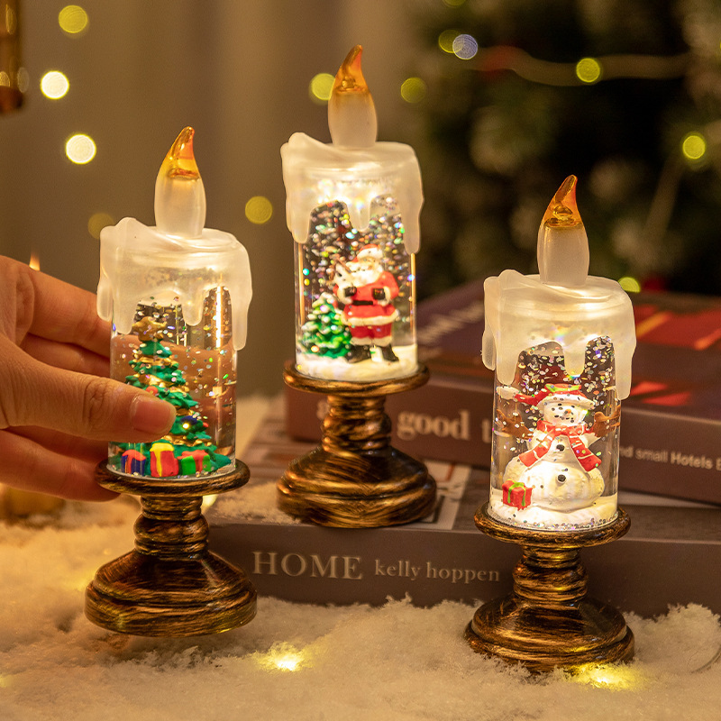 LED Candles - LED Christmas Flameless Candle Lamp - Suitable for Home Decoration - Christmas Snowball Candle - Rotating Candle Desk Night Light - Christmas Window Candle Holder - Battery Operated - Santa Claus - Image 4