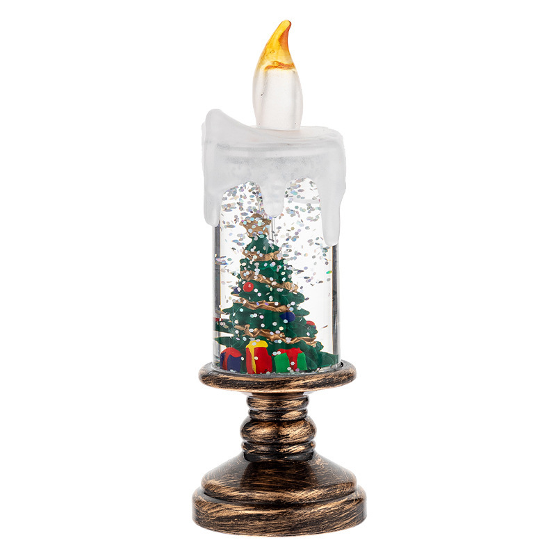 LED Candles - LED Christmas Flameless Candle Lamp - Suitable for Home Decoration - Christmas Snowball Candle - Rotating Candle Desk Night Light - Christmas Window Candle Holder - Battery Operated - Christmas tree - Image 1