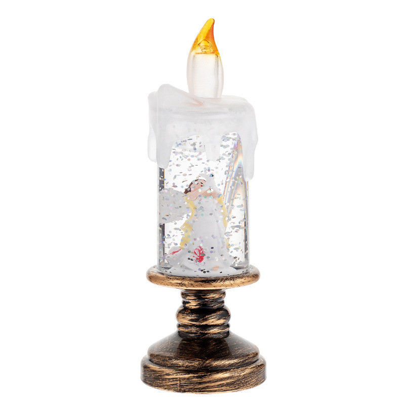 LED Candles - LED Christmas Flameless Candle Lamp - Suitable for Home Decoration - Christmas Snowball Candle - Rotating Candle Desk Night Light - Christmas Window Candle Holder - Battery Operated - Angel - Image 1