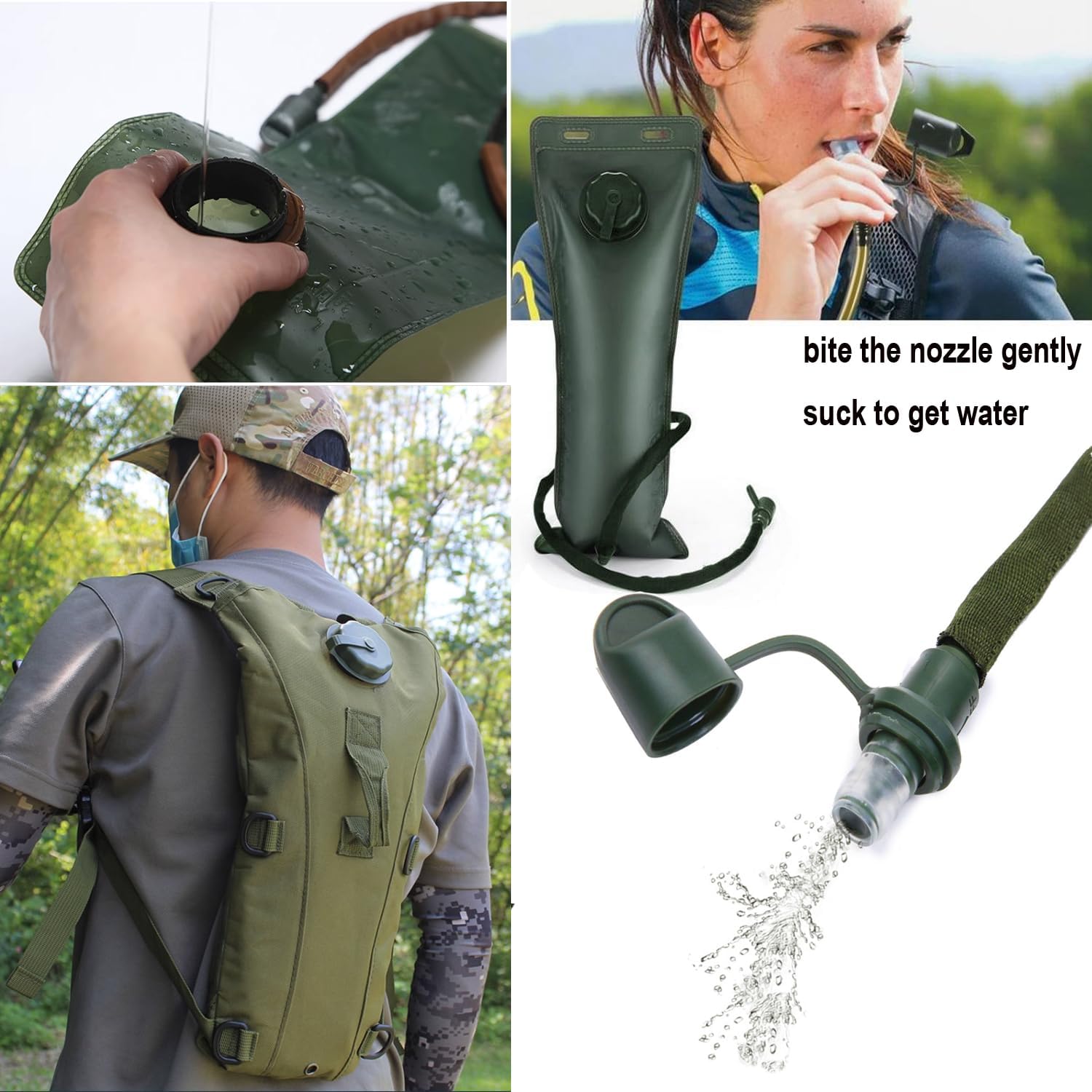 Water Bag–Water Storage–Hydration Backpack–Camping & Hiking–Food Grade Portable Water Bag–3L–Khaki - Image 2