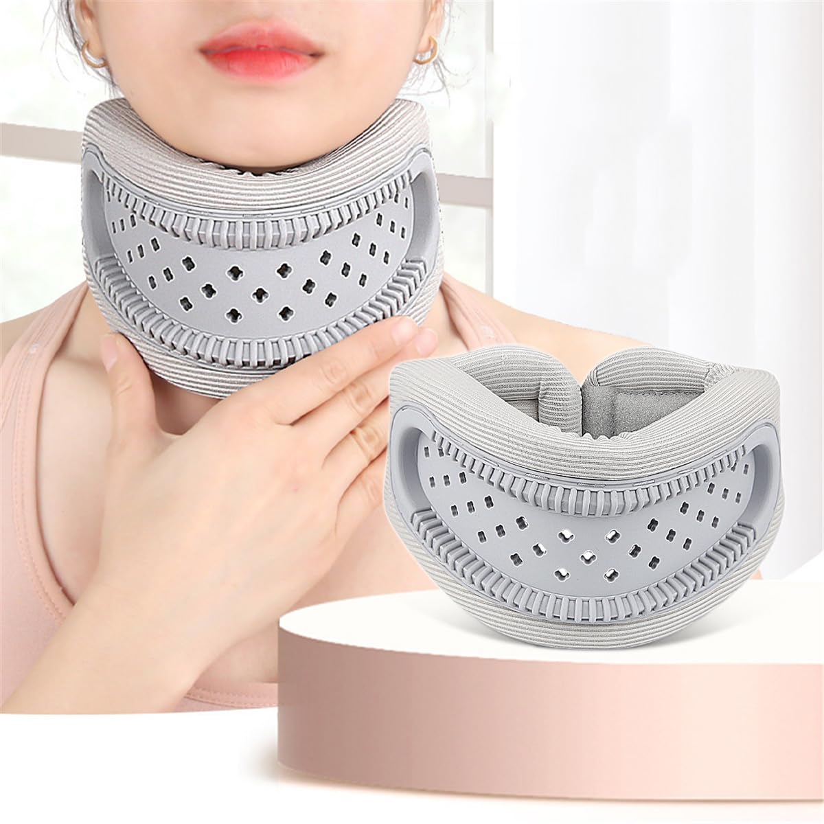 Neck Brace - Neck Pain - Neck Brace for Pain Relief and Support, Soft Adjustable Cervical Collar, Neck Traction Device, Neck Protectors for Spinal Stability and Alignment, Neck Pressure Relief for Men and Women - Gray - Image 1