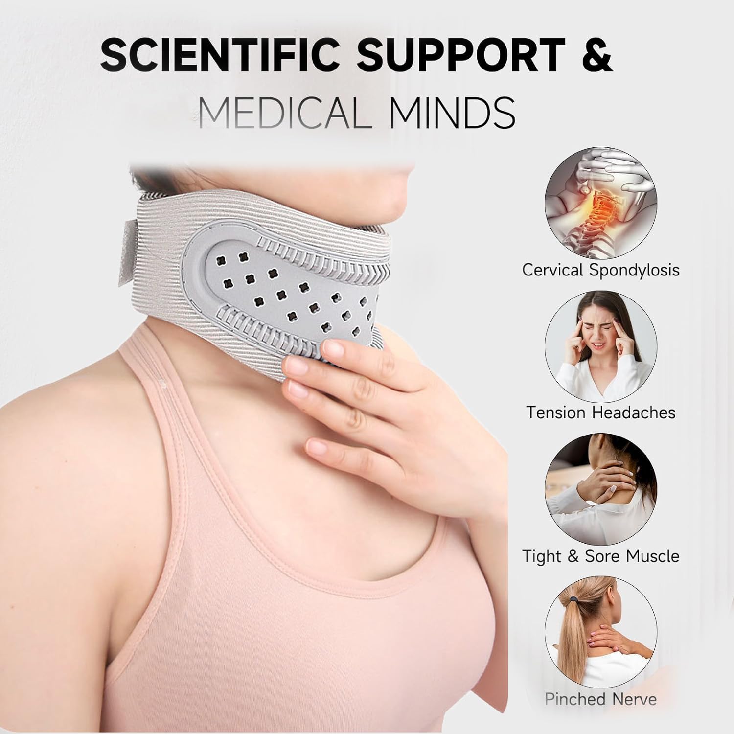 Neck Brace - Neck Pain - Neck Brace for Pain Relief and Support, Soft Adjustable Cervical Collar, Neck Traction Device, Neck Protectors for Spinal Stability and Alignment, Neck Pressure Relief for Men and Women - Gray - Image 4