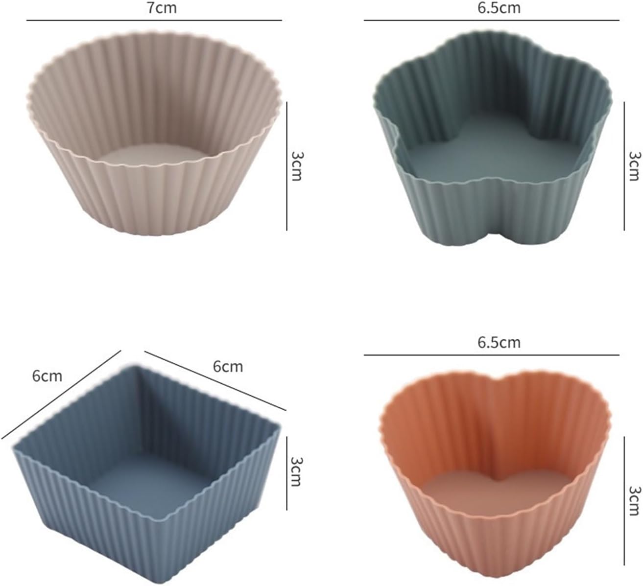 Paper Cupcake Cases – Mini Baking Pan – Mini Cake Molds – Baking Tools – Round, Square & Heart Shaped Silicone Molds – Heat Resistant, Reusable, Flexible and Non-Stick – Perfect for Baking, Parties & Birthdays – Pack of 24 - Image 2