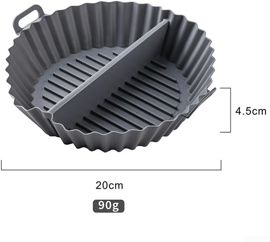 Airfryer baking tray – Airfryer accessories – Round Silicone Baking Tray with Division – Non-Stick Heat Resistant Baking Pan for Oven & Airfryer – Suitable for Cakes, Cookies & Muffins – 20×20×4.5 cm – Off White and Gray – 2 pieces - Image 2
