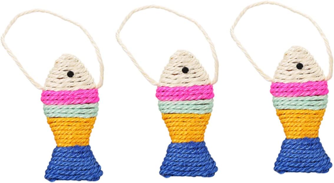 Interactive Cat Toys - Cat Toys - Intelligence Cat Toys - Sisal Scratching Mat in Fish Shape - Durable Scratching Toys for Cats - Protects Furniture & Provides Long-Lasting Fun - 3 Pieces - Image 1