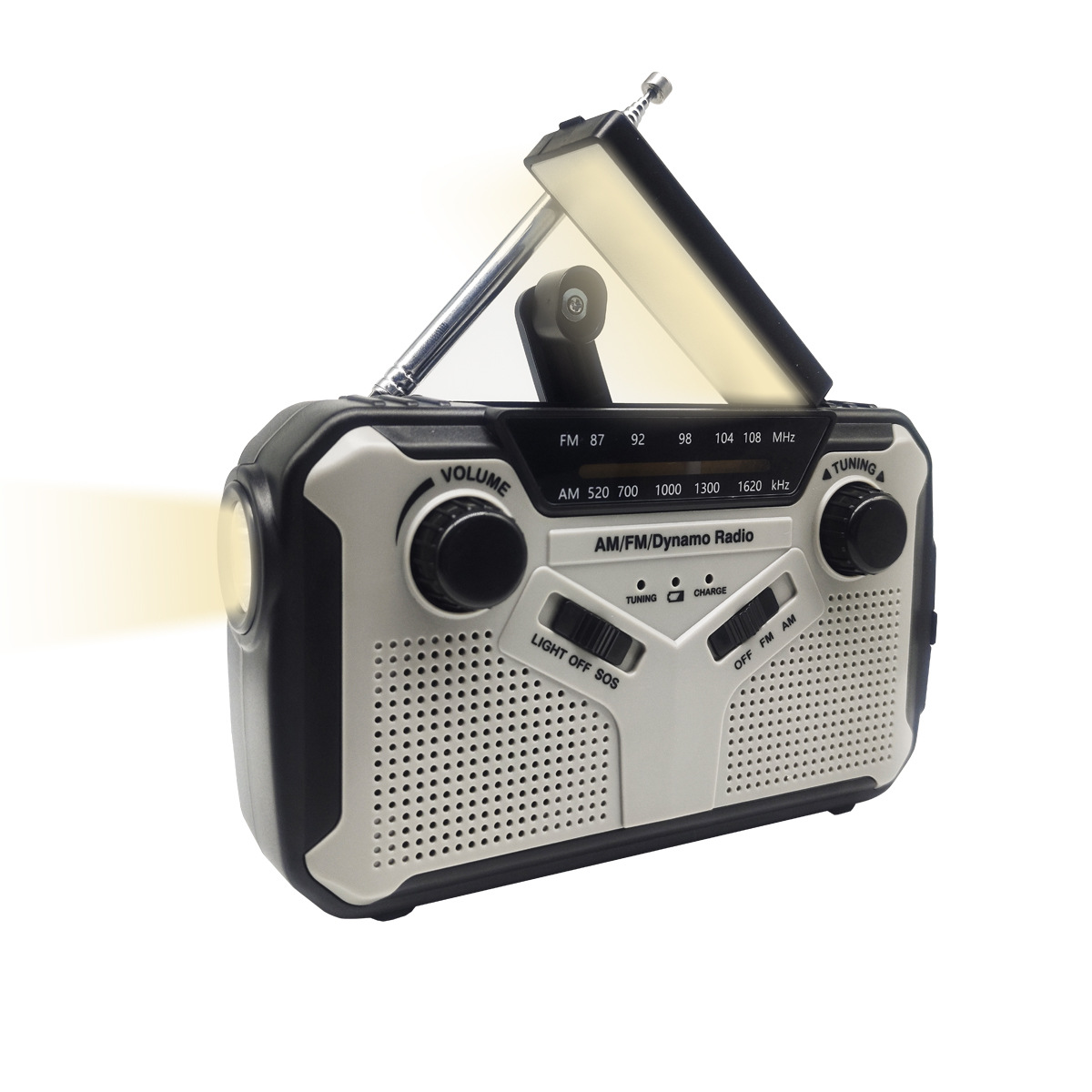 Emergency Radio Solar Wind-Up - Model 2025 - 2500 mAh Power Bank - AM/FM Radio with Flashlight & SOS - Emergency Kit for Camping & Power Outages - Gray - Image 1