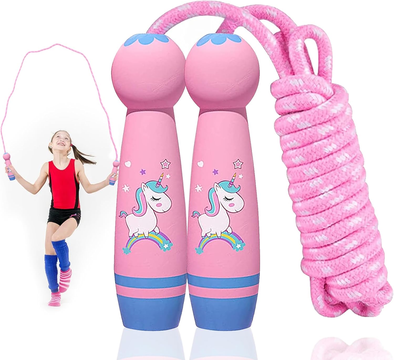 Adjustable Children's Skipping Rope - With Wooden Handle - 260 cm - Suitable for Boys & Girls - For School & Play - Image 1