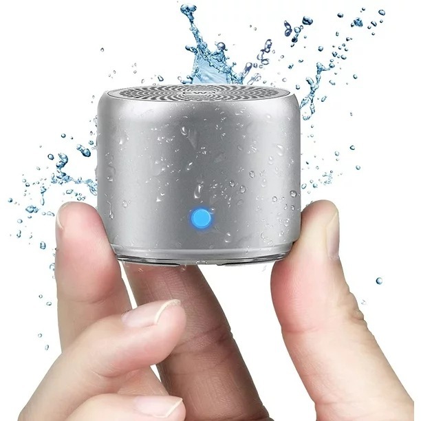 Mini Bluetooth Speaker (Silver) | Portable & Pocket-Sized | Powerful Bass with Passive Radiator | 12-Hour Battery Life | Ideal for Outdoors - Image 1