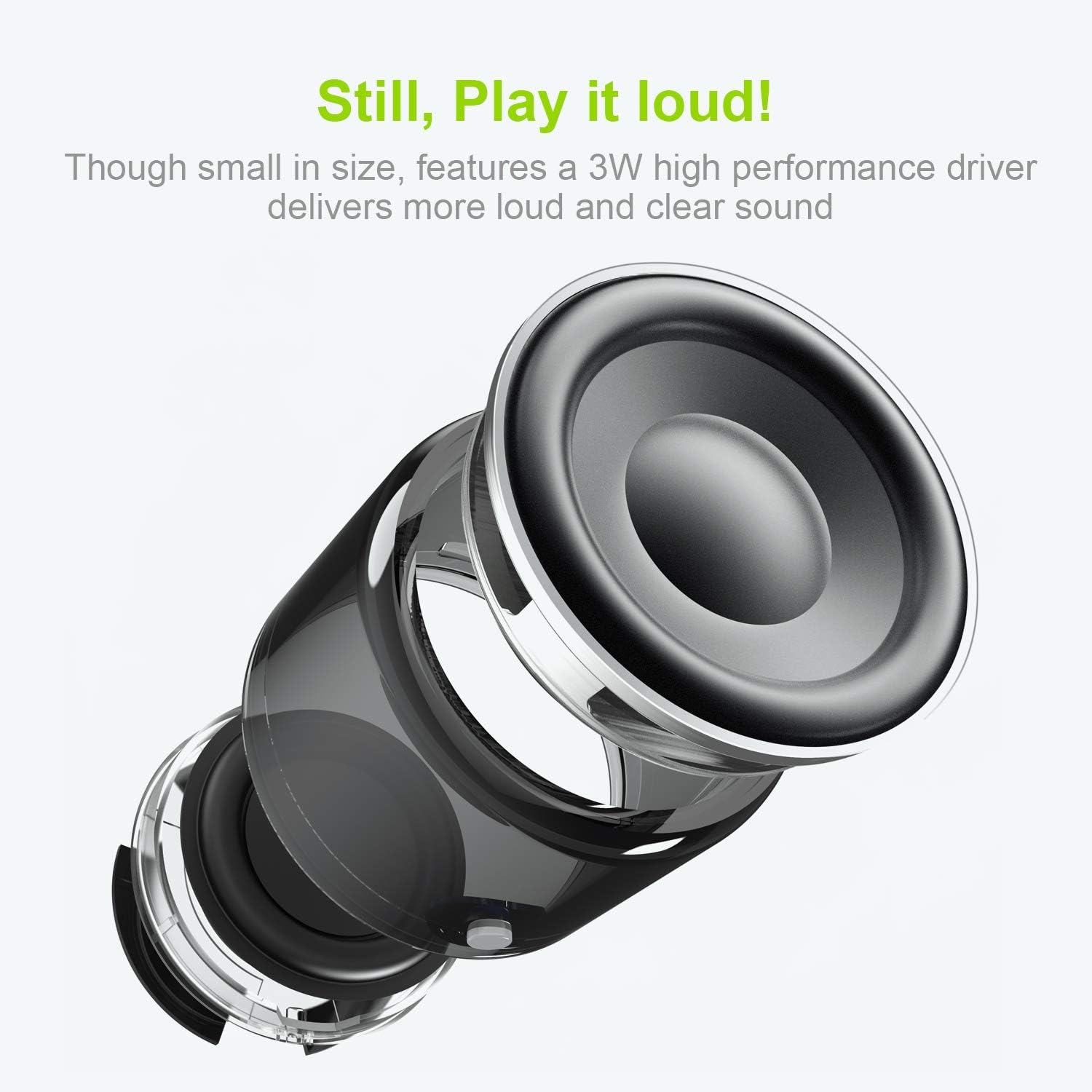 Mini Bluetooth Speaker (Silver) | Portable & Pocket-Sized | Powerful Bass with Passive Radiator | 12-Hour Battery Life | Ideal for Outdoors - Image 3