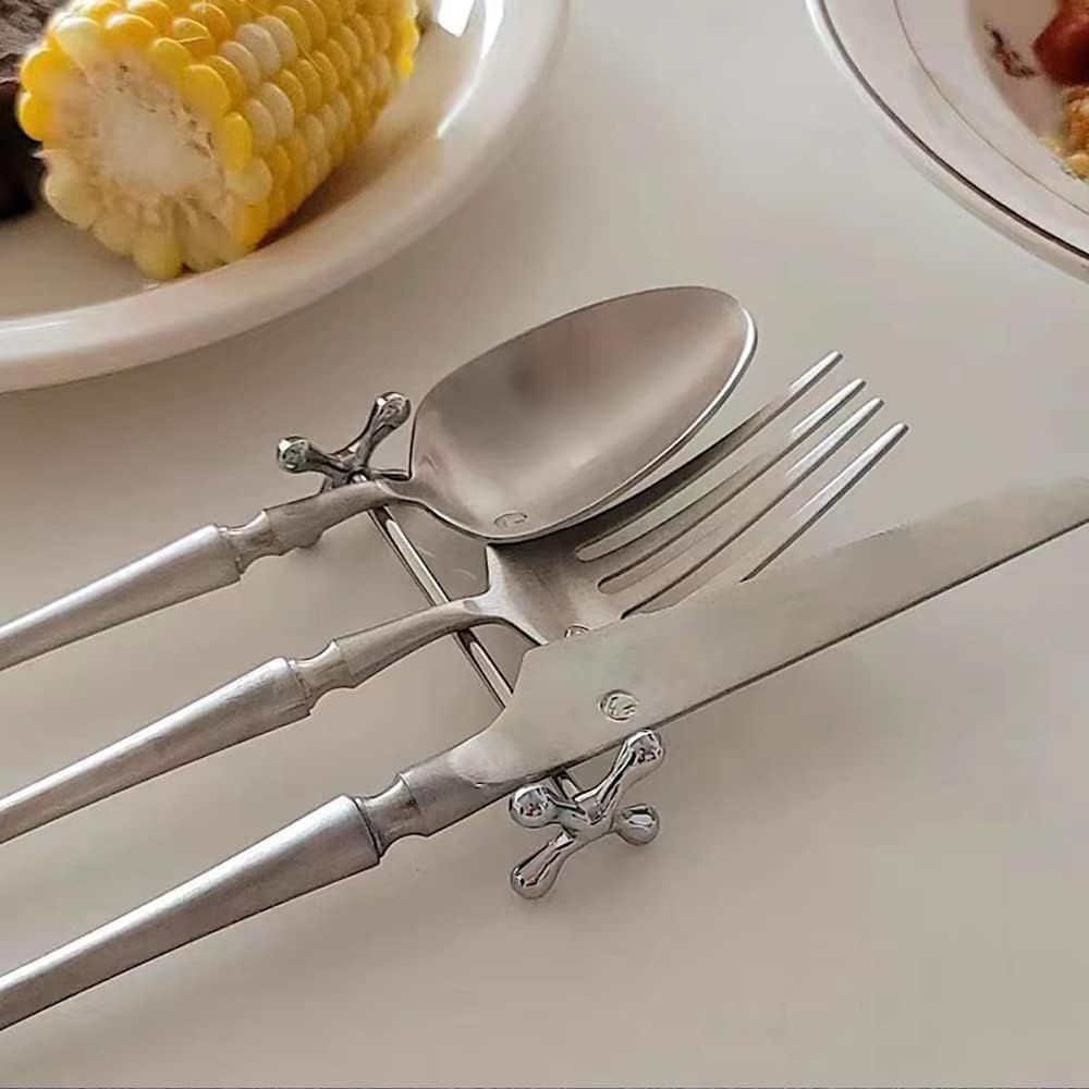 Knife Rests Silver - Set of 6 - Classic Cutlery Rests - Table Decoration for Dinner & Christmas - Metal - 8 x 3cm - Image 2