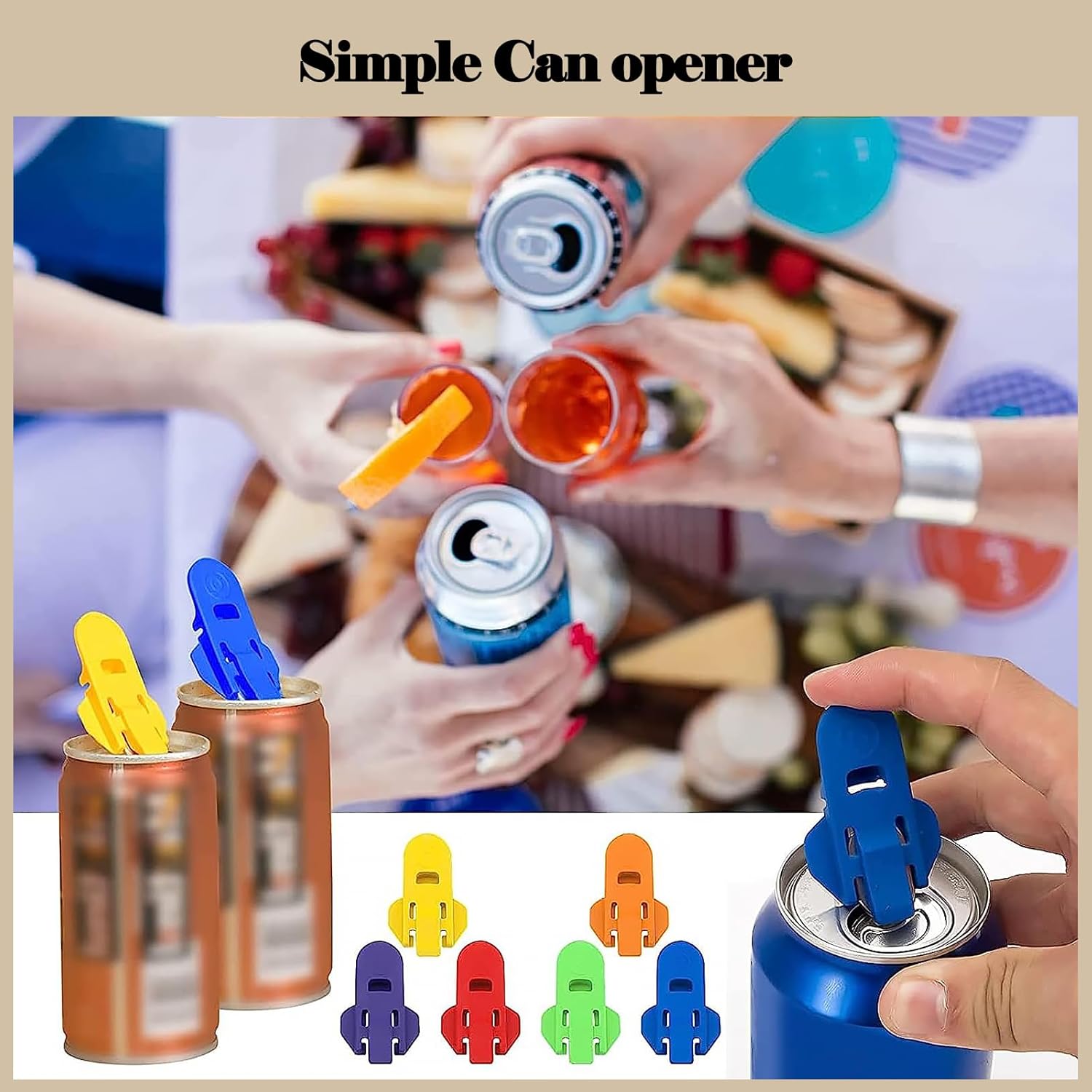 6 Piece Can Opener for Soda & Beer - Ring Opener & Nail Protector - Easy Opening - Multicolor - Image 2