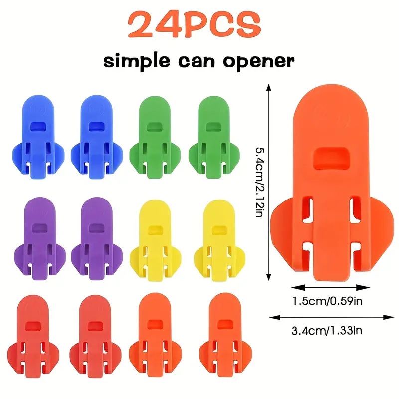 24 Piece Can Opener for Soda & Beer - Ring Opener & Nail Protector - Easy Opening - Multicolor - Image 1