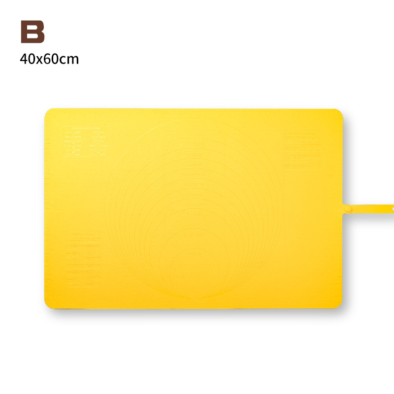 Silicone Baking Mat Large - 60x40 cm - Non-slip Dough Mat with Measurement Marking - Rolling Mat for Dough & Fondant - Yellow - Image 1