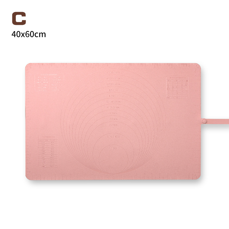 Large Silicone Baking Mat - 60x40 cm - Non-slip Dough Mat with Measurement Marking - Rolling Mat for Dough & Fondant - Pink - Image 1