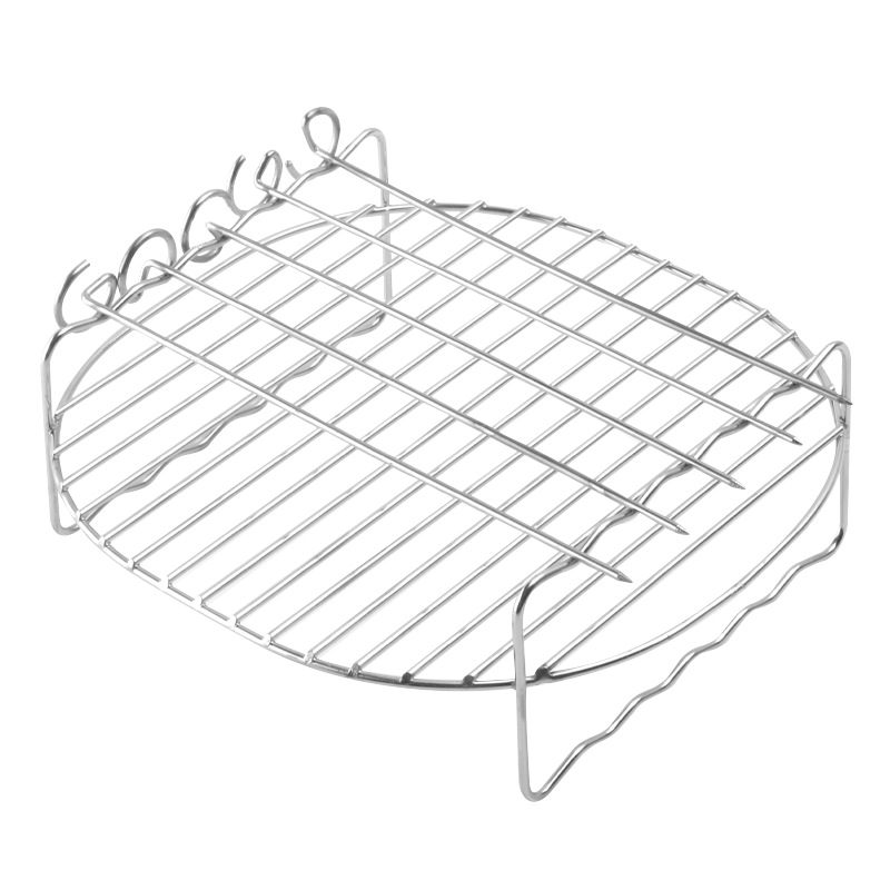 Airfryer Grill Rack with Skewers - Stainless Steel - Double-Layer Rack - Includes 3 Skewers - Accessories for Airfryer - Image 1