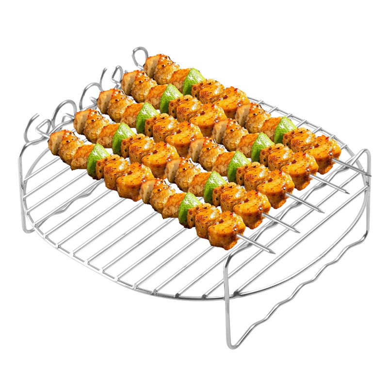Airfryer Grill Rack with Skewers - Stainless Steel - Double-Layer Rack - Includes 3 Skewers - Accessories for Airfryer - Image 2