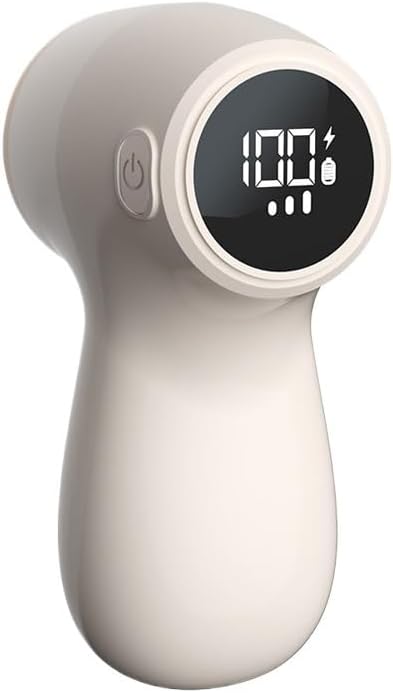 Electric Lint Remover - Rechargeable & Digital Display - For Home Use - Sweater Depiller with LED Screen - White - Image 1