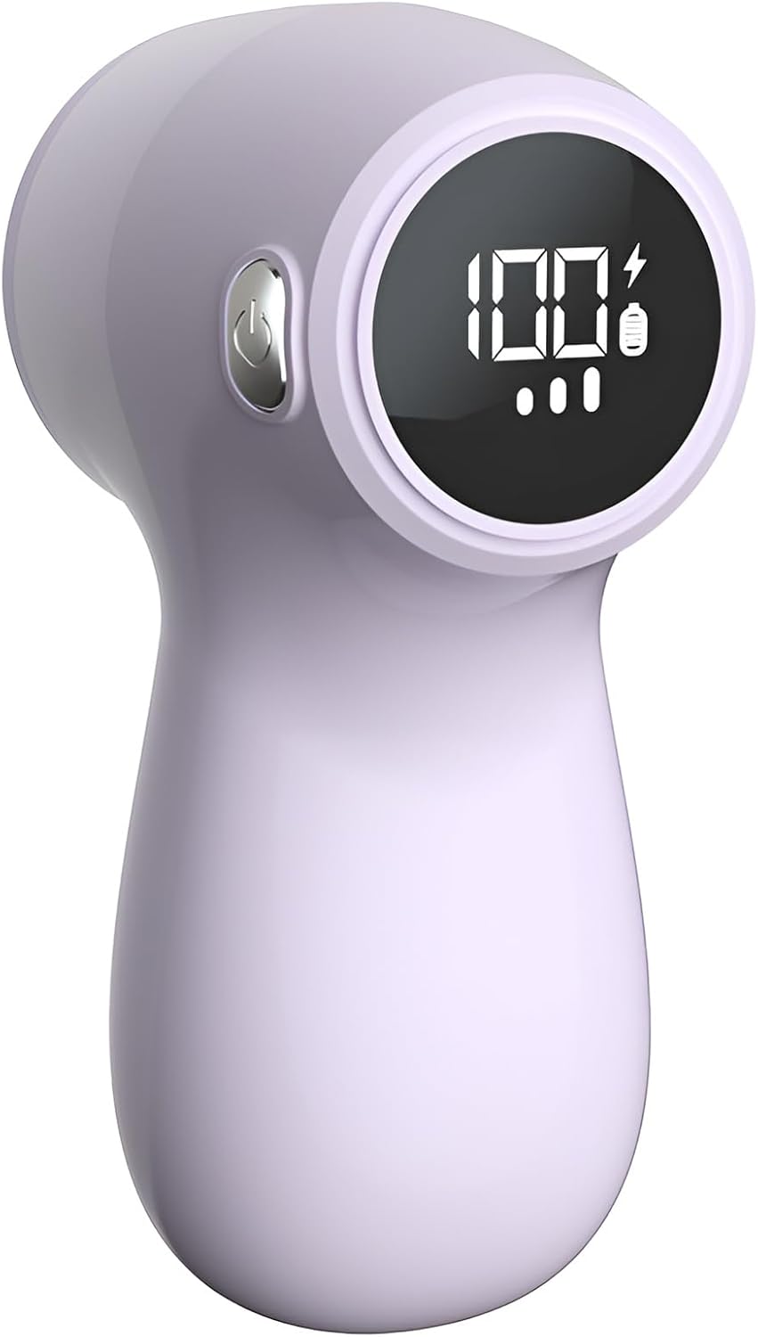 Electric Lint Remover - Rechargeable & Digital Display - For Home Use - Sweater Depiller with LED Screen - Purple - Image 1