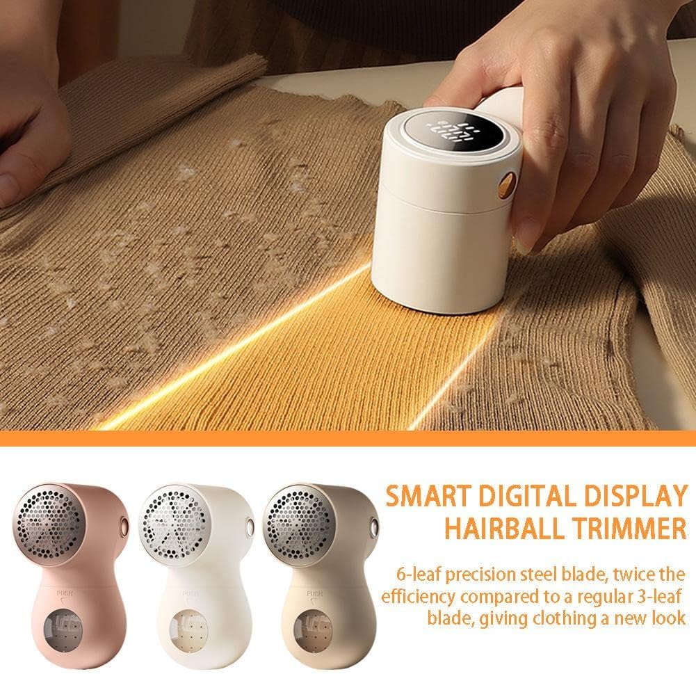 Electric Lint Remover - Rechargeable Lint Shaver - 3 Speeds & Digital Display - Includes 2 Original Blades - White - Image 3