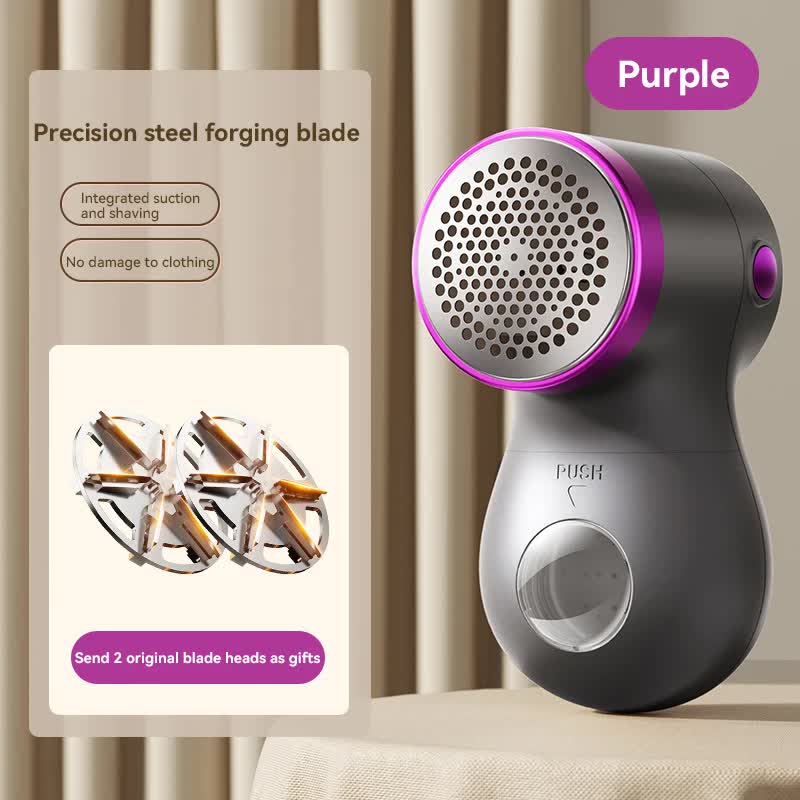 Electric Lint Remover - Rechargeable Lint Shaver - 3 Speeds & Digital Display - Includes 2 Original Blades - Purple - Image 1