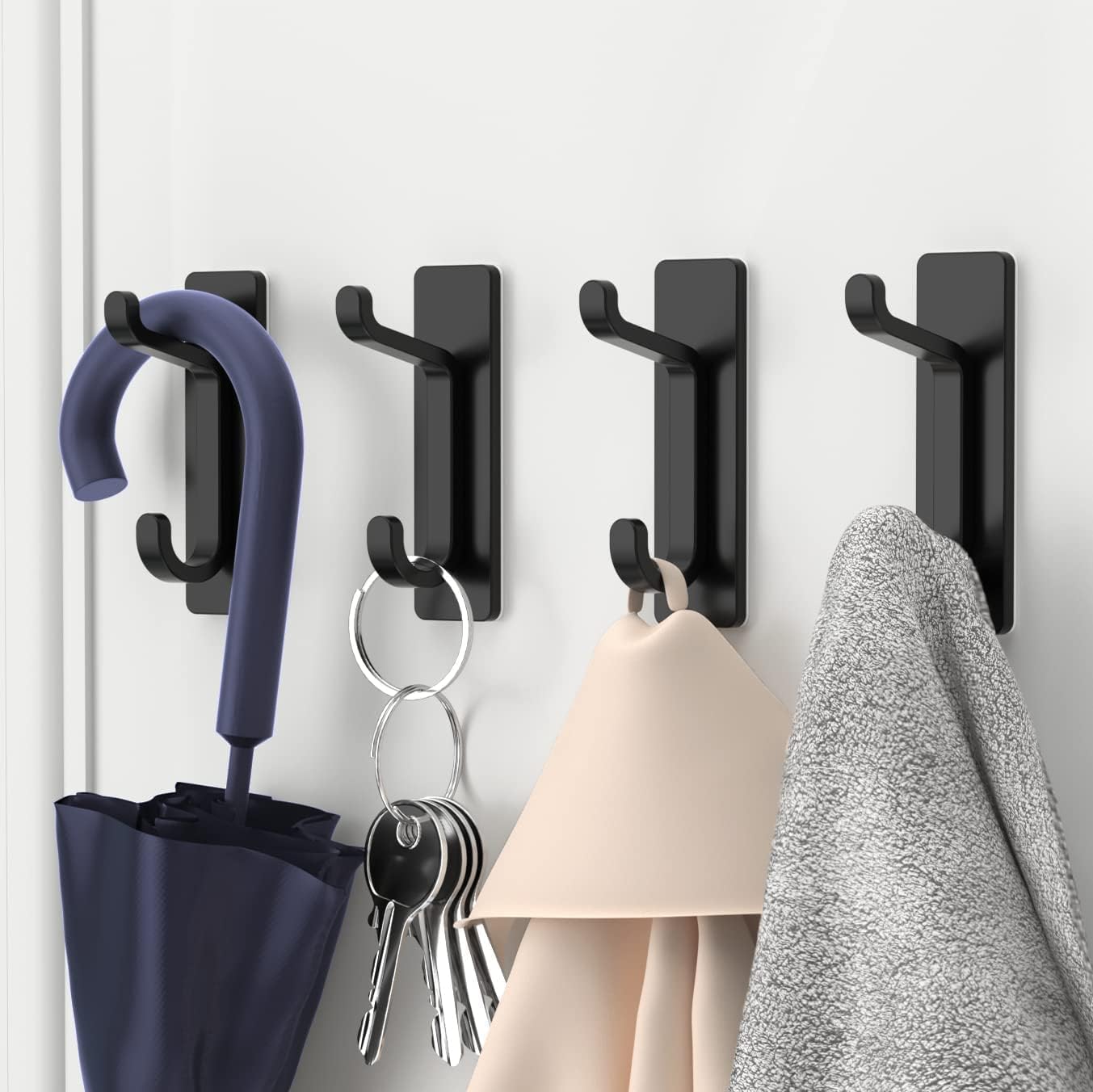 Silver Towel Hooks - Set of 6 - Self-Adhesive Wall Hooks - No Drilling Required - For Bathroom & Kitchen - Image 4