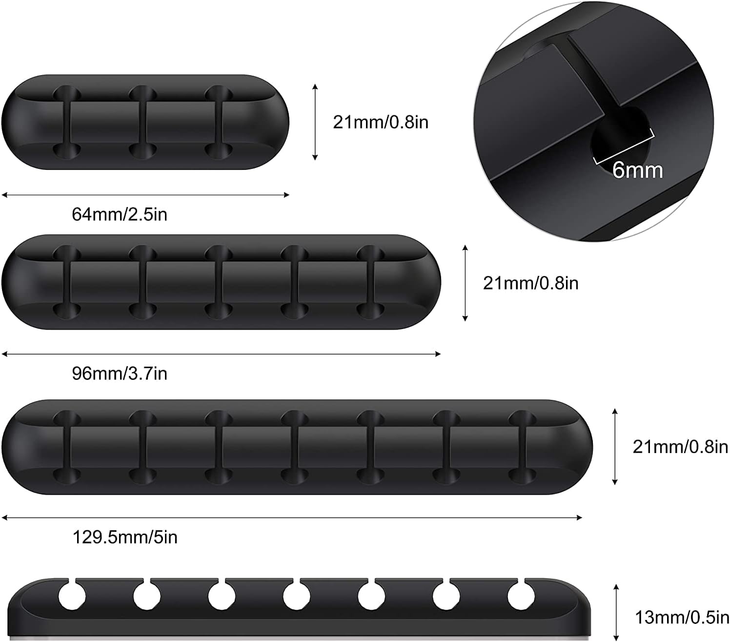 Black Cable Clips - Set of 3 - Self-Adhesive Cable Holders - Cable Management for Desk & Office - Image 4