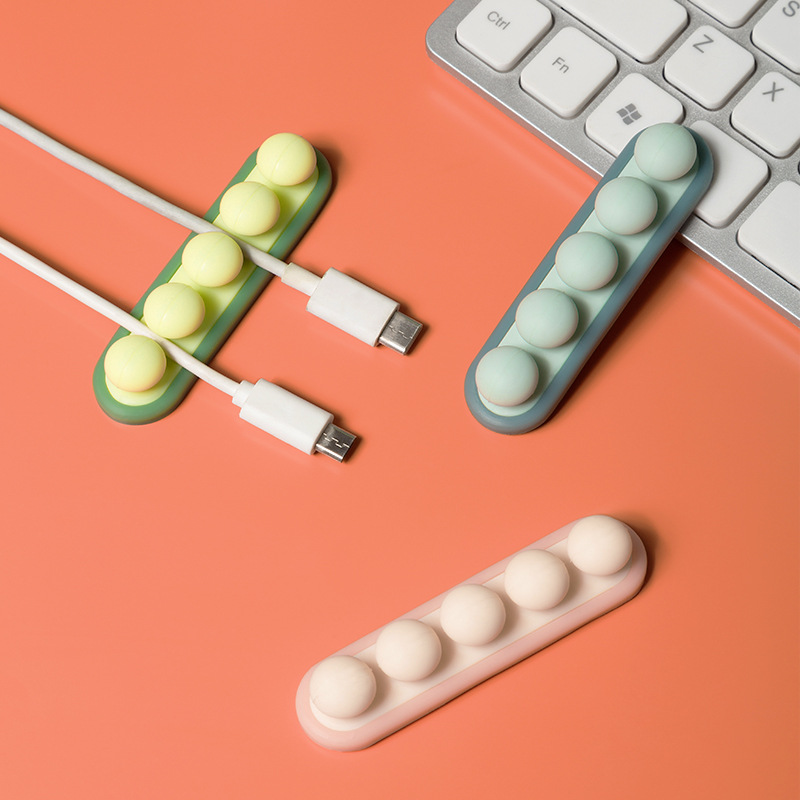 Pea Pod Cable Organizer - Green - Self-Adhesive Cable Holder - Silicone - For Office & Home - Image 2
