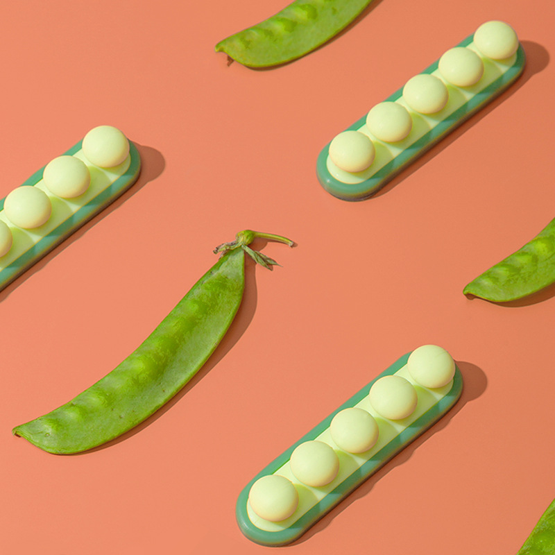 Pea Pod Cable Organizer - Green - Self-Adhesive Cable Holder - Silicone - For Office & Home - Image 3