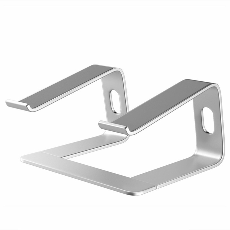 Ergonomic Aluminum Laptop Stand - Removable & Height Adjustable - Suitable for 10-14 inch Notebooks - Metal Silver - Image 1